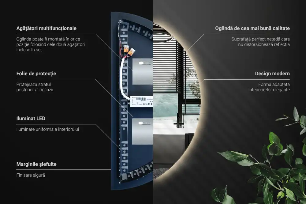 Ogledalo polkrožno z LED osvetlitvijo