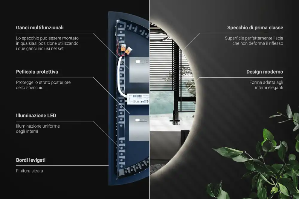 Ogledalo polkrožno z LED osvetlitvijo