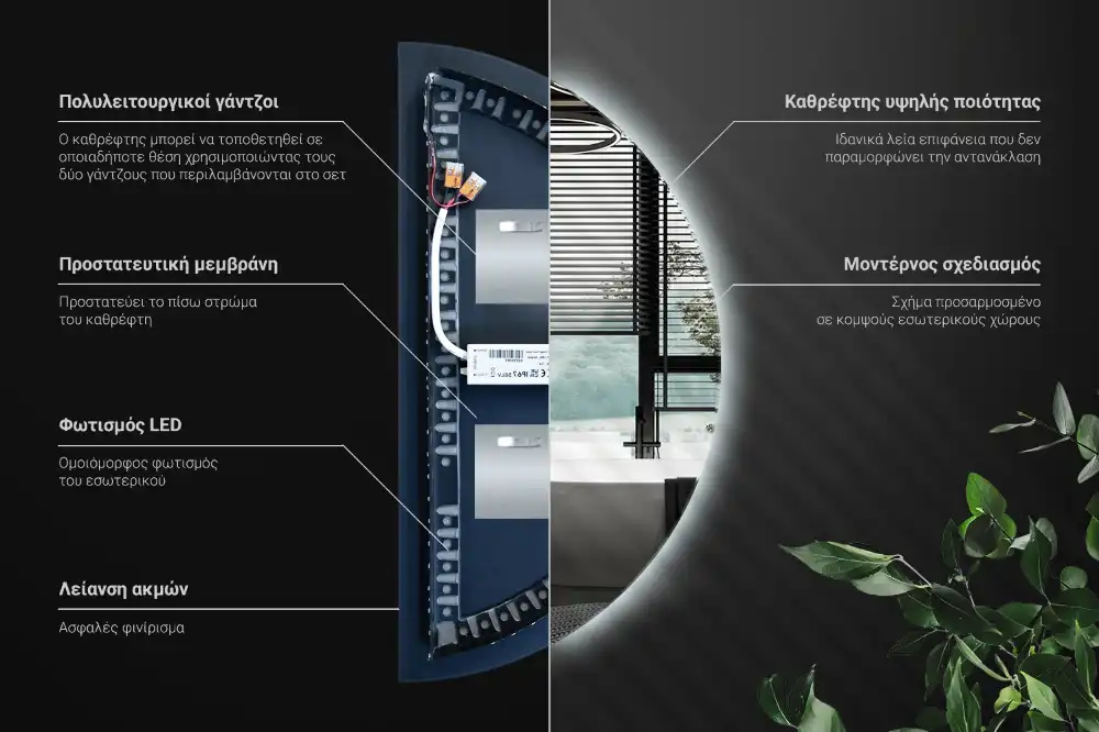 Ogledalo polkrožno z LED osvetlitvijo