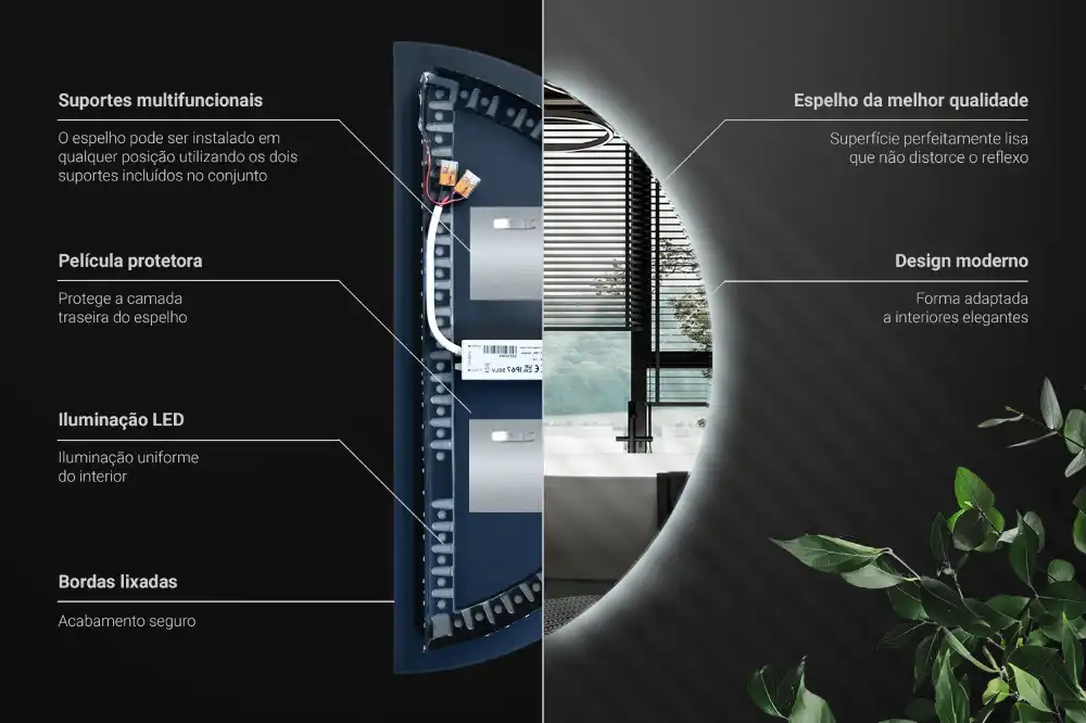 Ogledalo polkrožno z LED osvetlitvijo