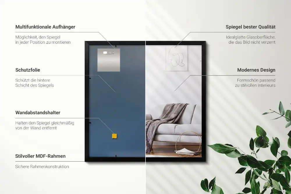 Pravokotno ogledalo s črnim okvirjem