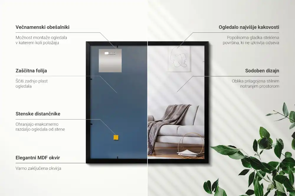 Pravokotno ogledalo s črnim okvirjem