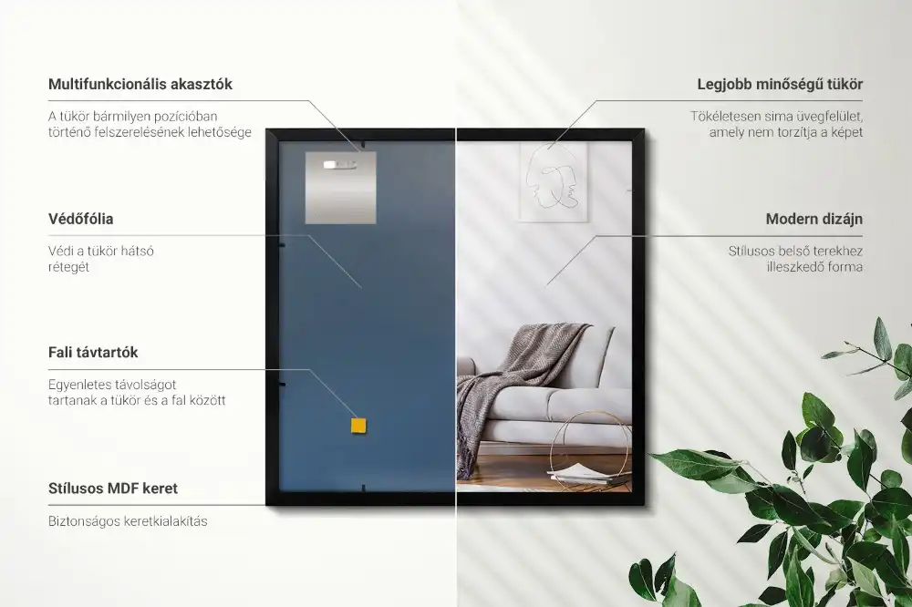 Pravokotno ogledalo s črnim okvirjem