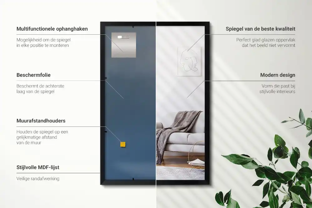 Pravokotno ogledalo s črnim okvirjem