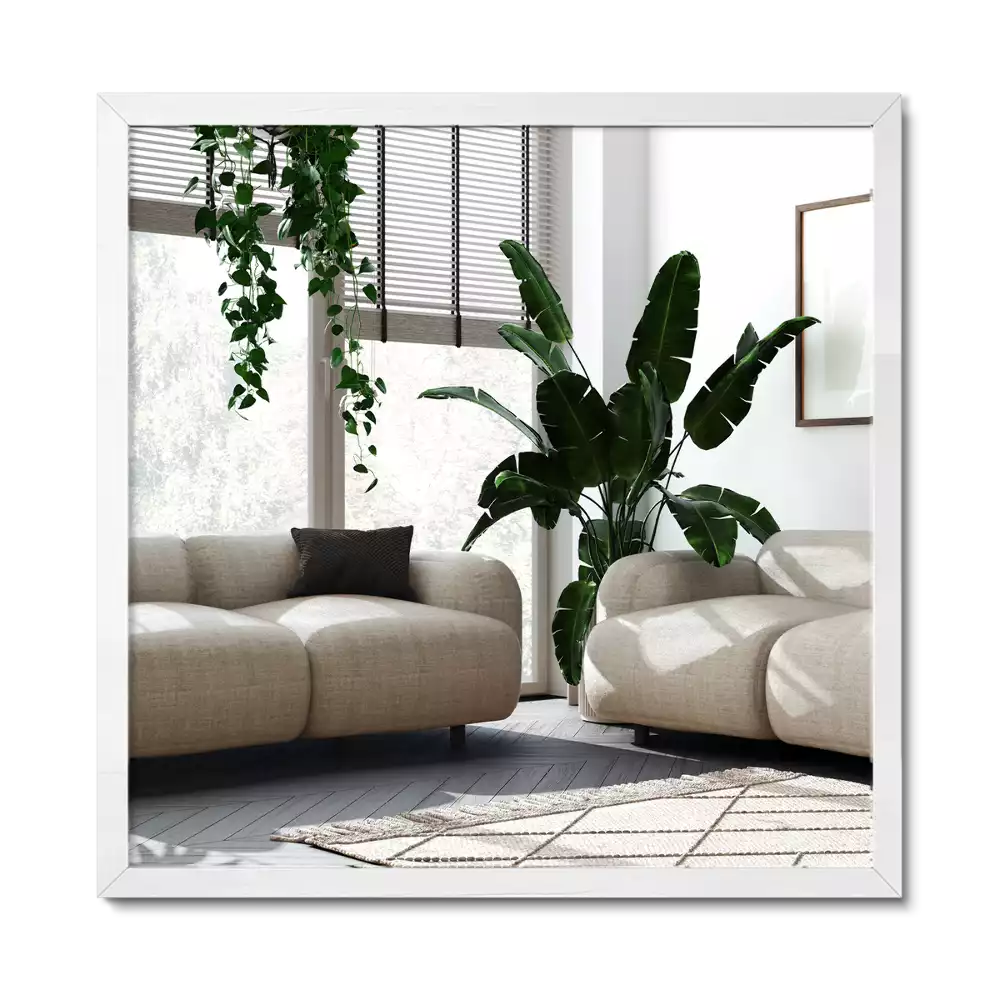 Pravokotno ogledalo dekorativno z belim okvirjem