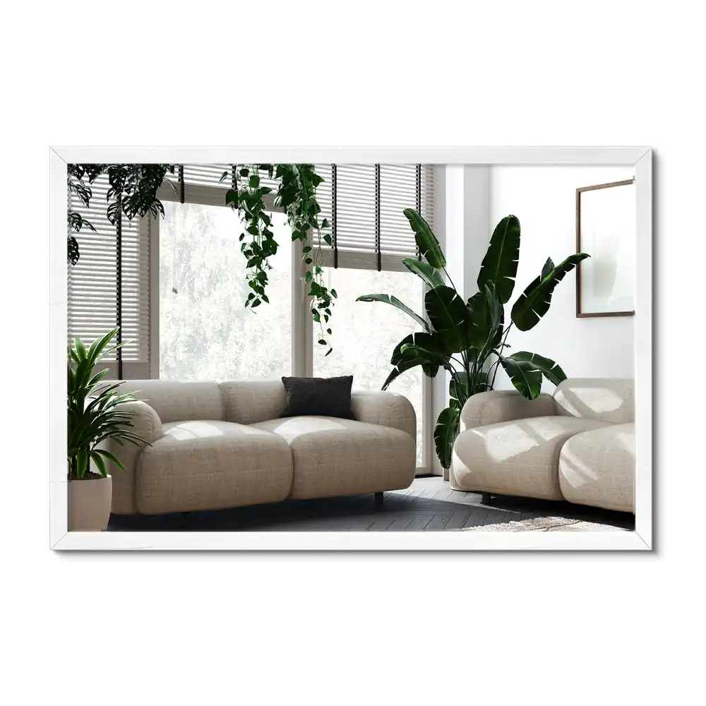 Pravokotno ogledalo dekorativno z belim okvirjem