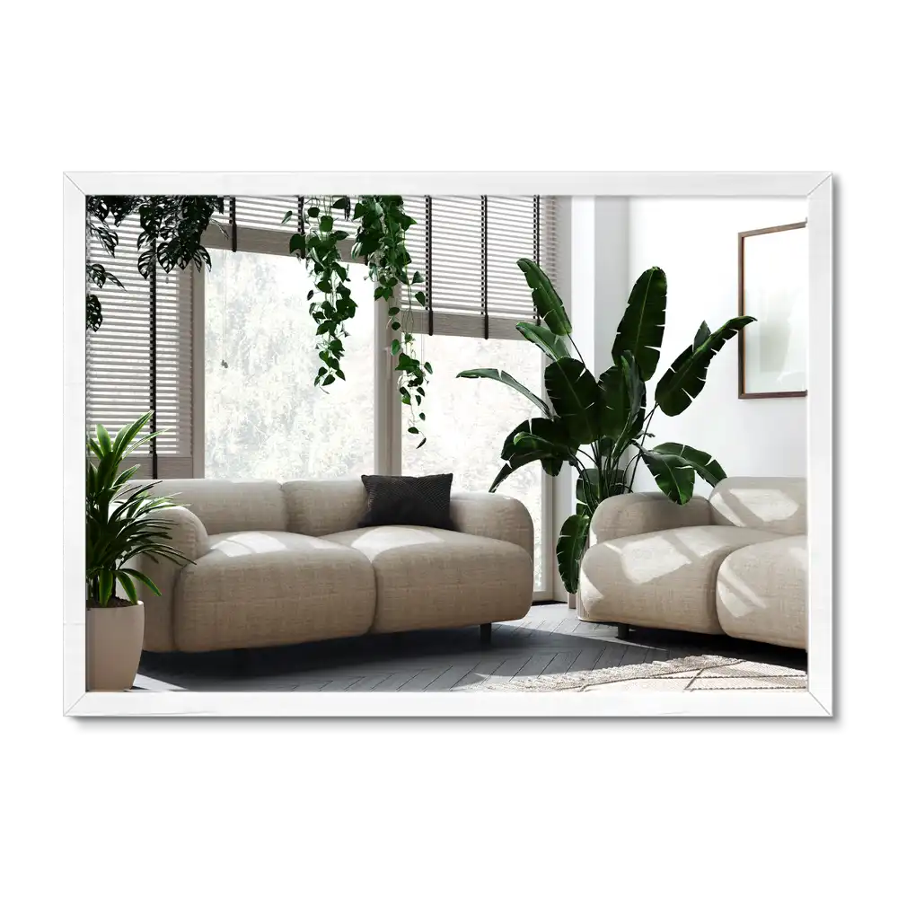 Pravokotno ogledalo dekorativno z belim okvirjem