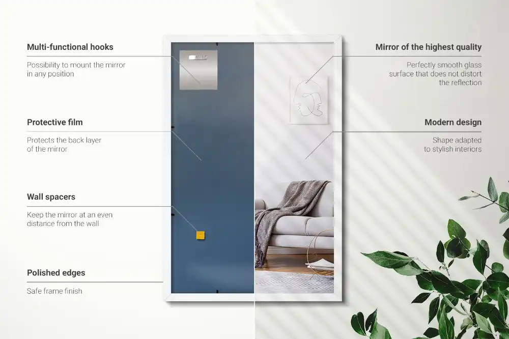 Pravokotno ogledalo dekorativno z belim okvirjem