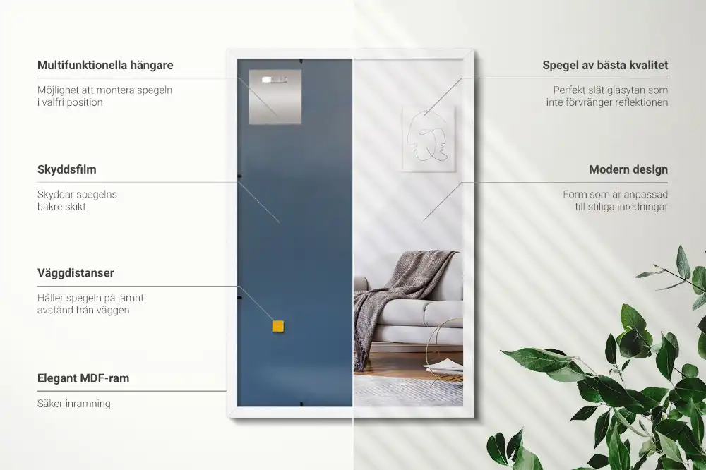 Pravokotno ogledalo dekorativno z belim okvirjem