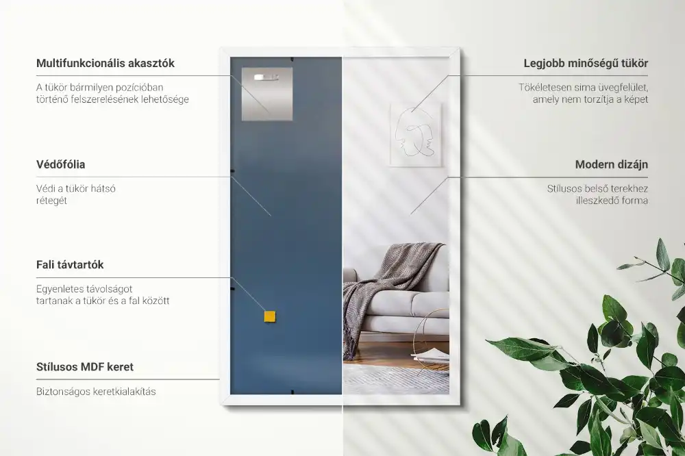 Pravokotno ogledalo dekorativno z belim okvirjem