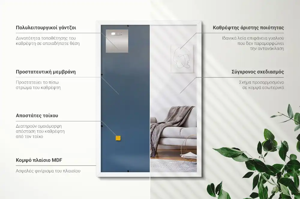 Pravokotno ogledalo dekorativno z belim okvirjem