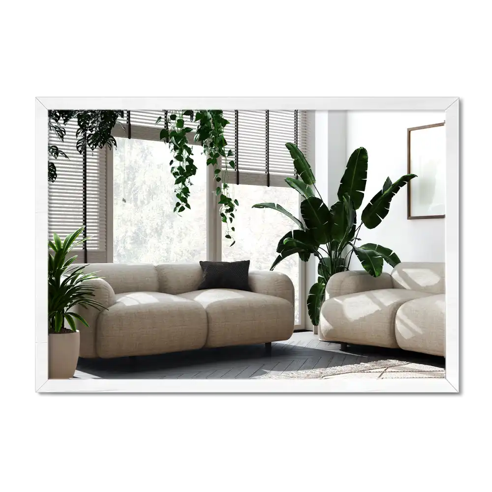 Pravokotno ogledalo dekorativno z belim okvirjem