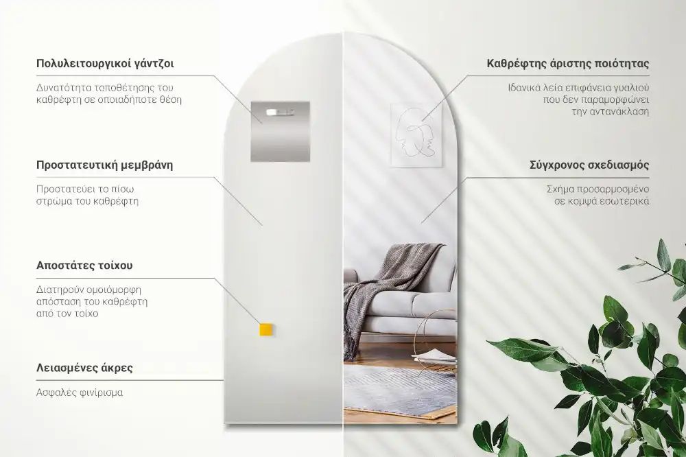 Elegantno polovično ovalno ogledalo brez okvirja