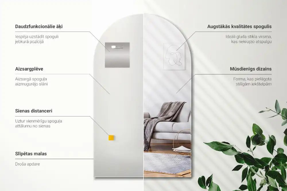 Elegantno polovično ovalno ogledalo brez okvirja