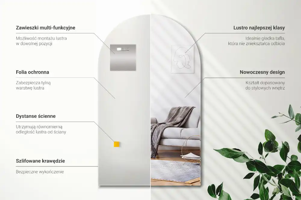 Elegantno polovično ovalno ogledalo brez okvirja