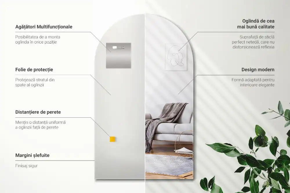 Elegantno polovično ovalno ogledalo brez okvirja