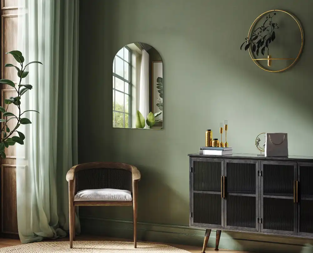 Elegantno polovično ovalno ogledalo brez okvirja