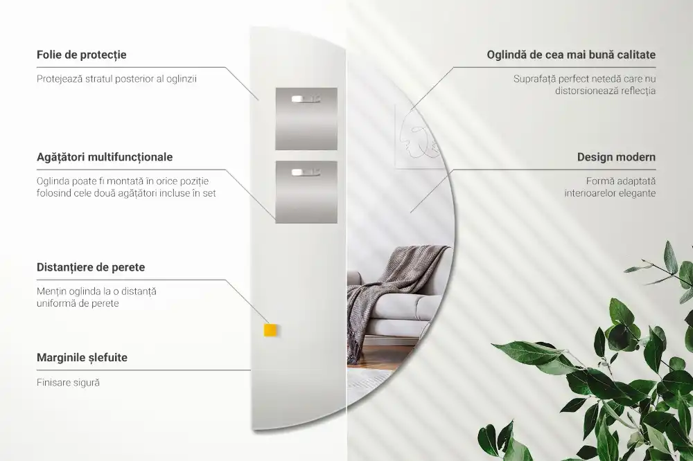 Polkrožno ogledalo brez okvirja