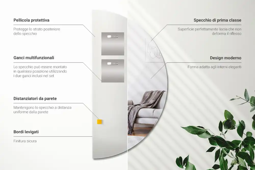 Polkrožno ogledalo brez okvirja