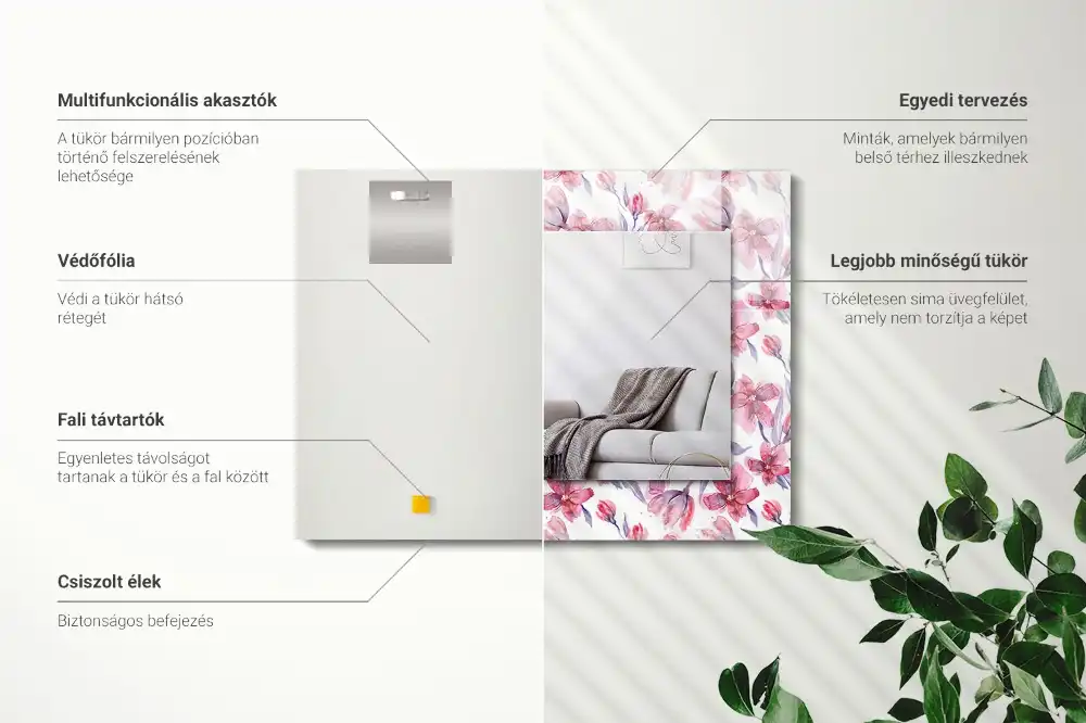 Pravokotne okrasno ogledalo Vzorec akvarelnih rož