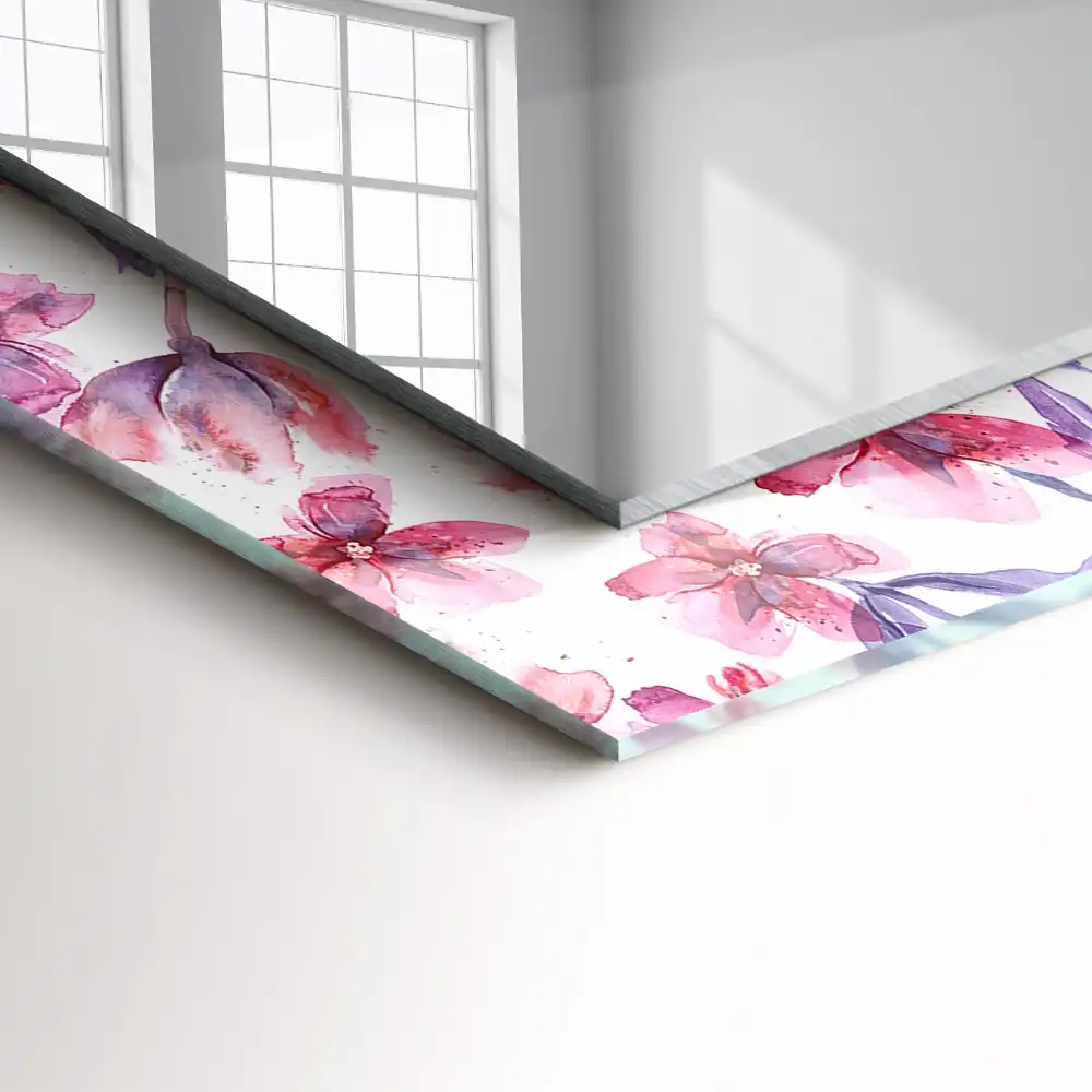 Pravokotne okrasno ogledalo Vzorec akvarelnih rož