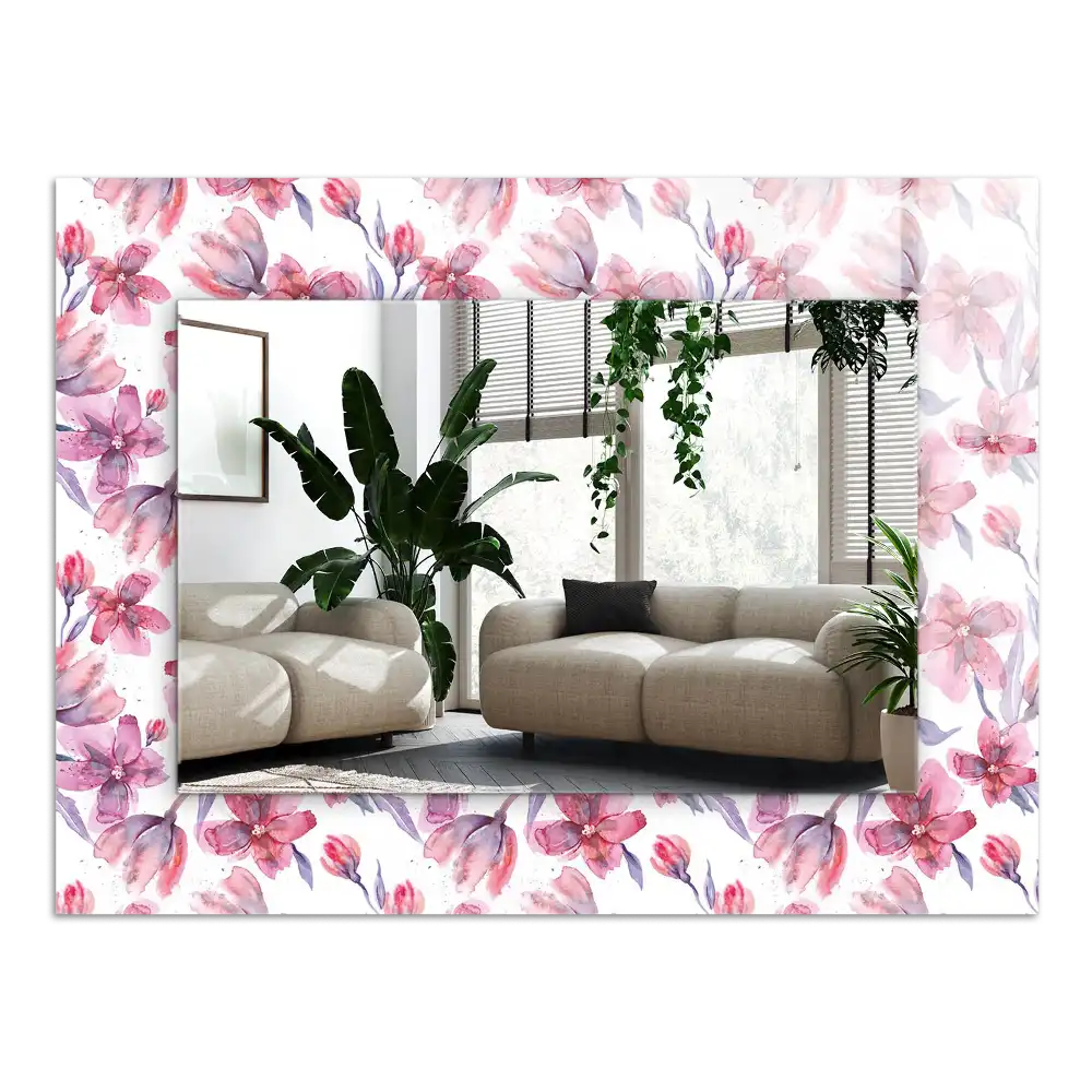 Pravokotne okrasno ogledalo Vzorec akvarelnih rož