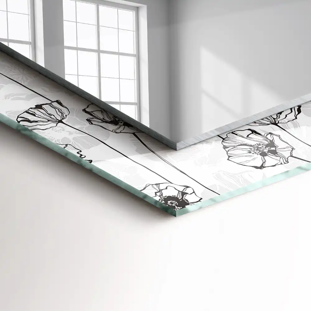 Tiskano pravokotne ogledalo Enobarvni vzorec rož