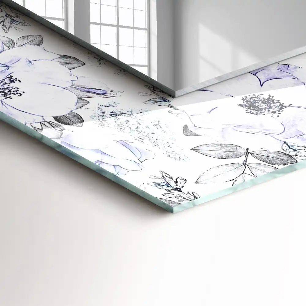 Pravokotne okrasno ogledalo Rože in listi