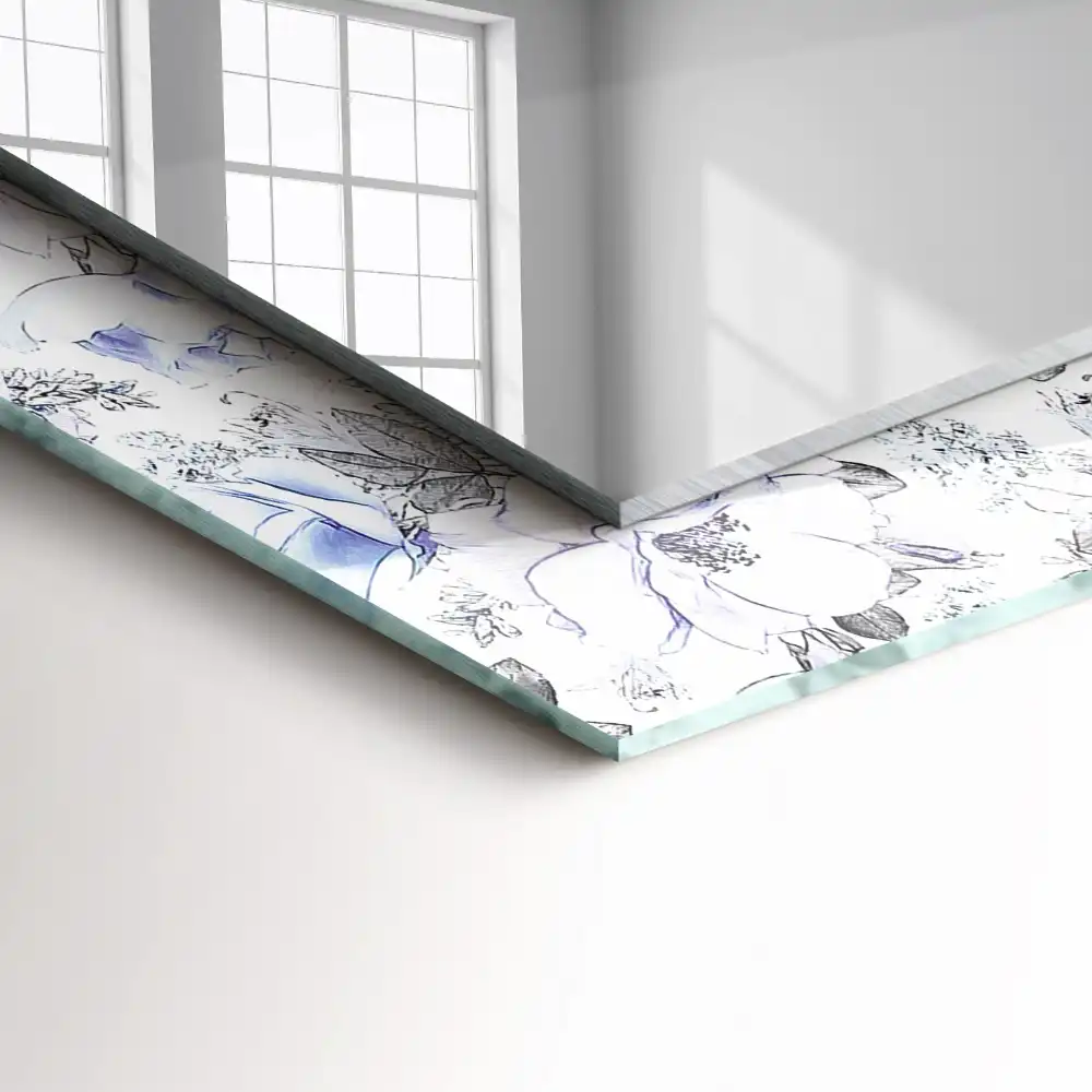 Pravokotne okrasno ogledalo Rože in listi