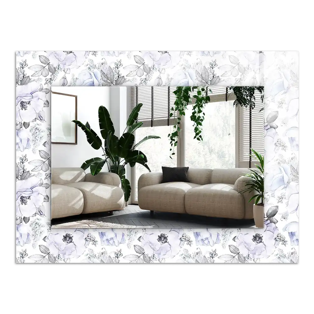 Pravokotne okrasno ogledalo Rože in listi