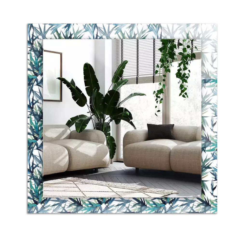 Pravokotne okrasno ogledalo Akvarelni bambusovi listi