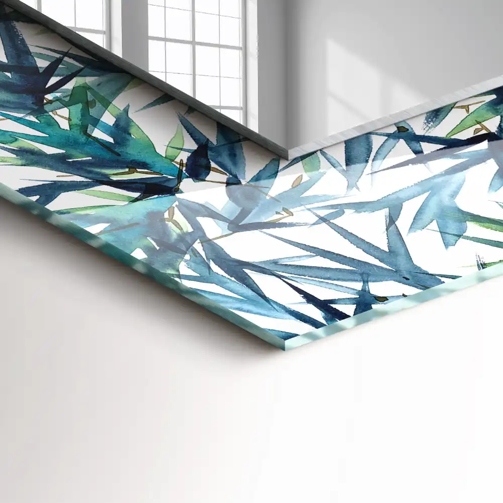 Pravokotne okrasno ogledalo Akvarelni bambusovi listi