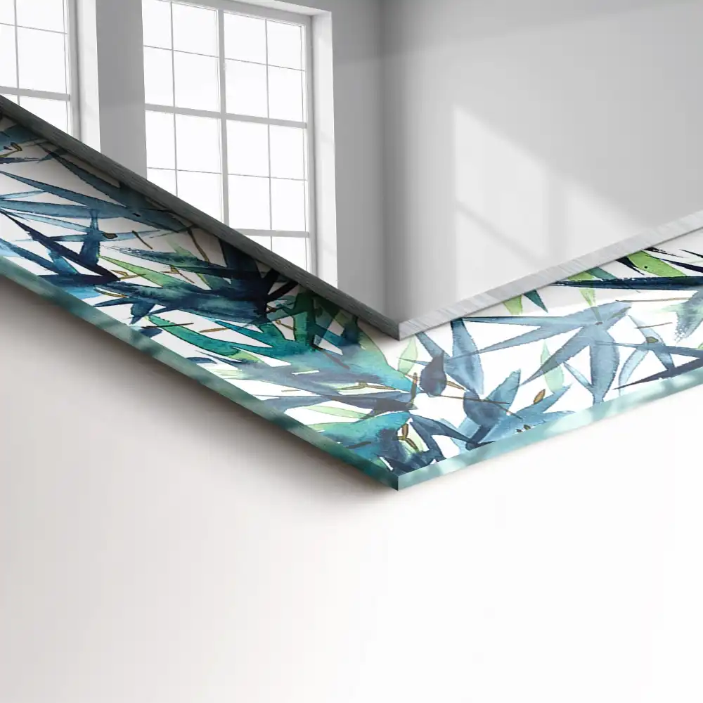 Pravokotne okrasno ogledalo Akvarelni bambusovi listi