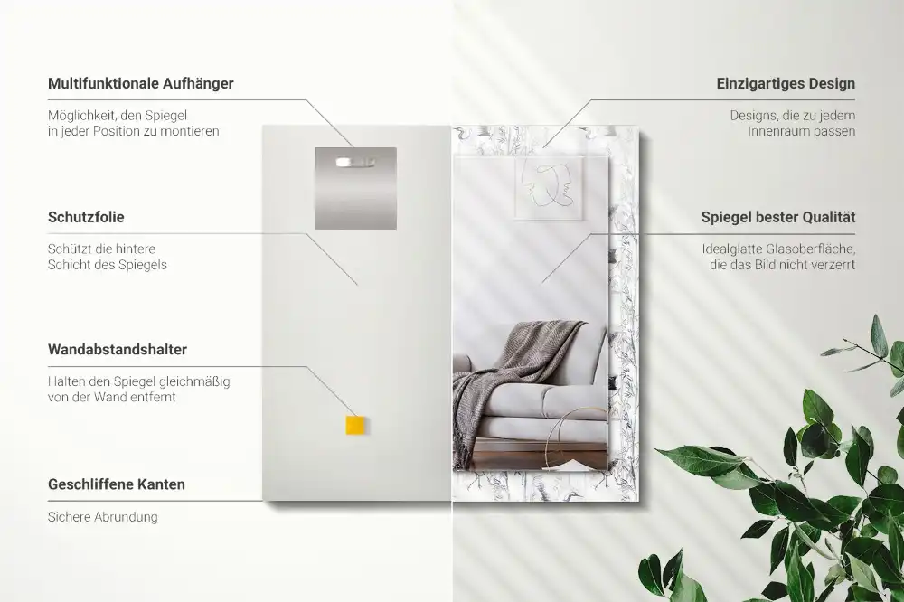 Tiskano pravokotne ogledalo Žerjavi in ​​bambusi