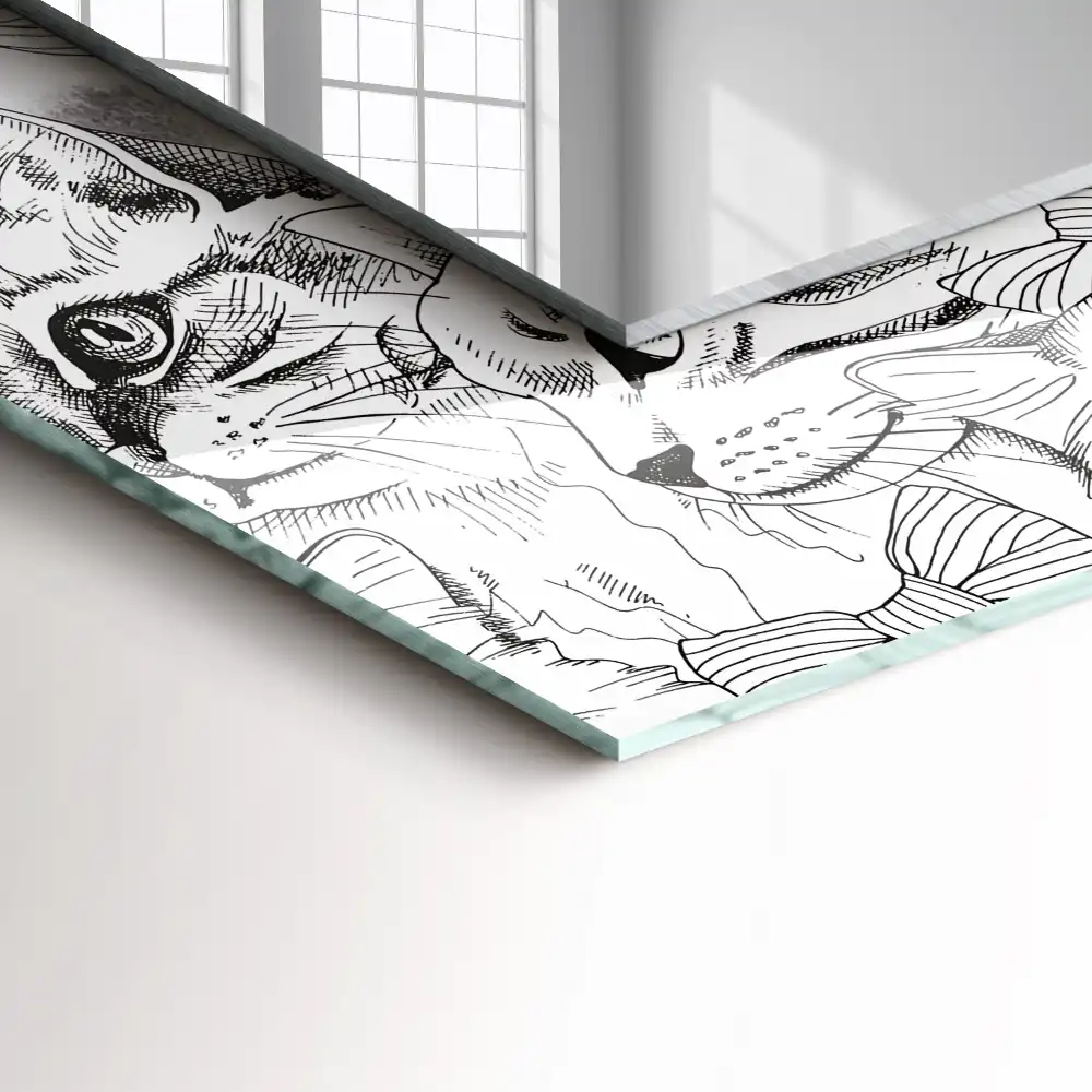 Tiskano pravokotne ogledalo Mačke v metuljčkih