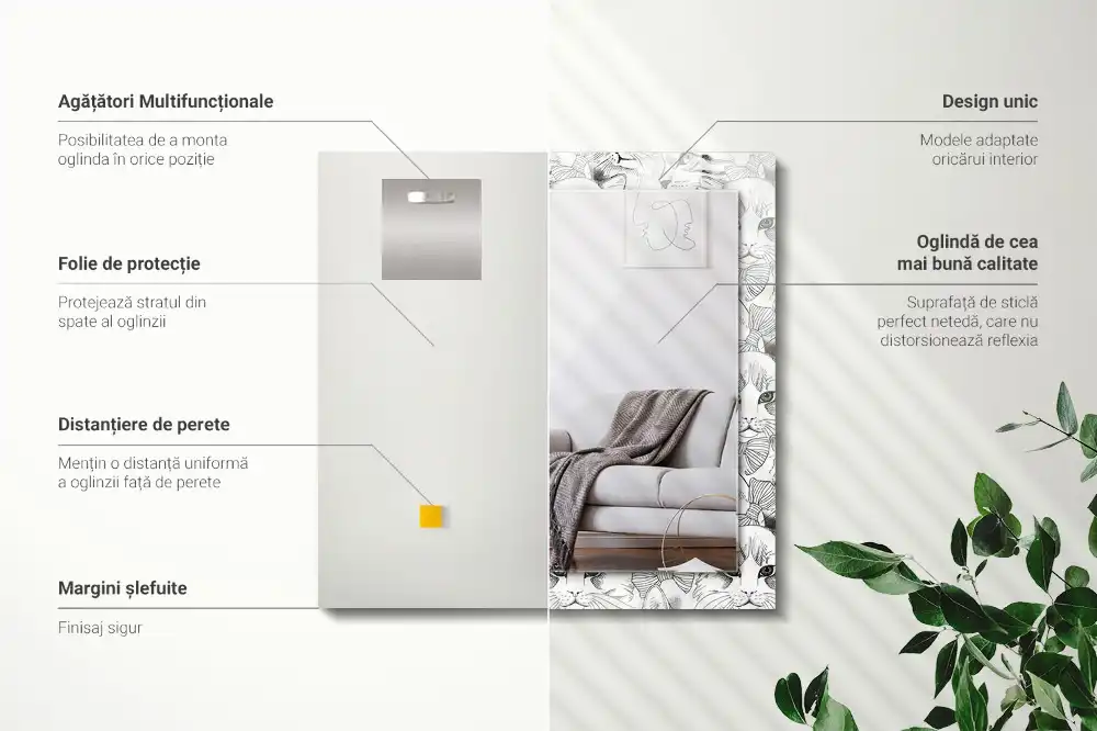 Tiskano pravokotne ogledalo Mačke v metuljčkih