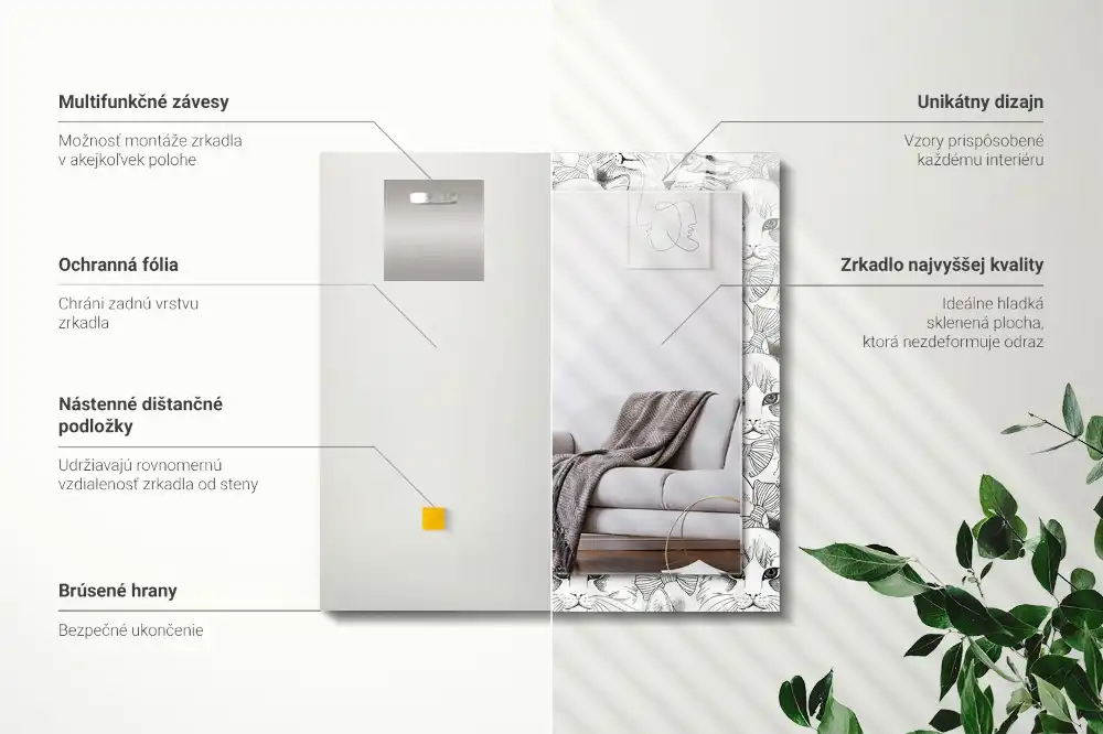 Tiskano pravokotne ogledalo Mačke v metuljčkih