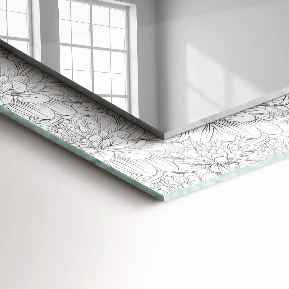 Pravokotne ogledalo s potiskanim okvirjem Enobarvni cvetlični vzorec