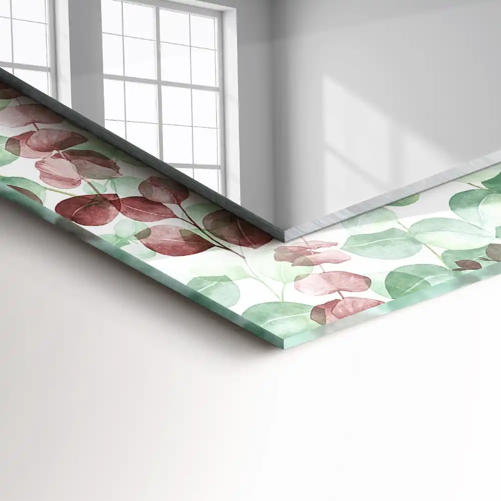 Pravokotne okrasno ogledalo Akvarelni listi