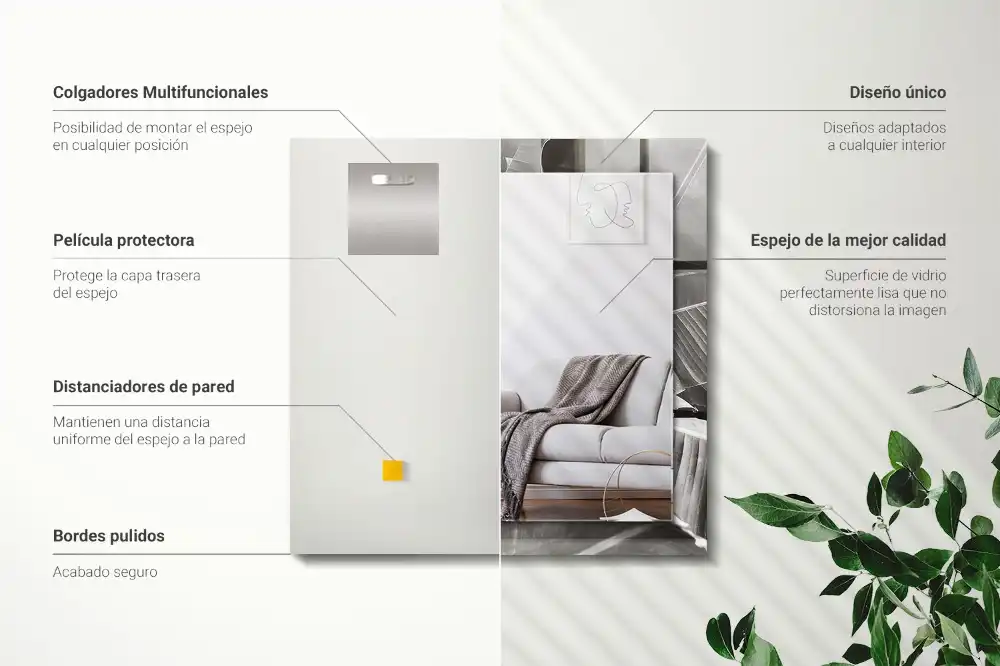 Pravokotne okrasno ogledalo Bananin list