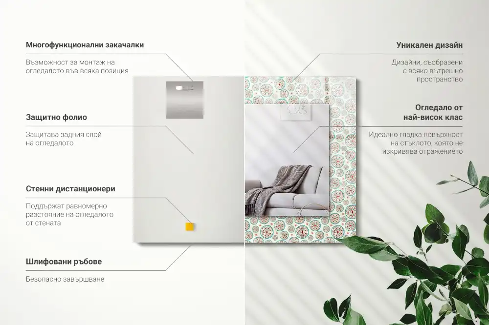 Tiskano pravokotne ogledalo Barvit krožni vzorec