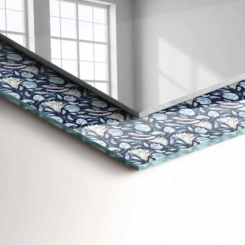 Pravokotne okrasno ogledalo Moder cvetlični vzorec