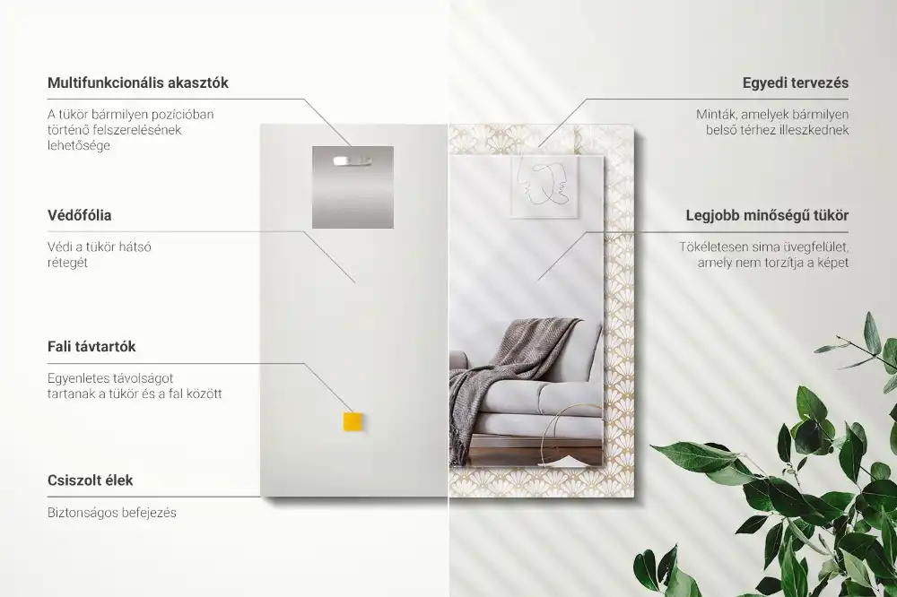 Tiskano pravokotne ogledalo Geometrijski vzorec cvetja