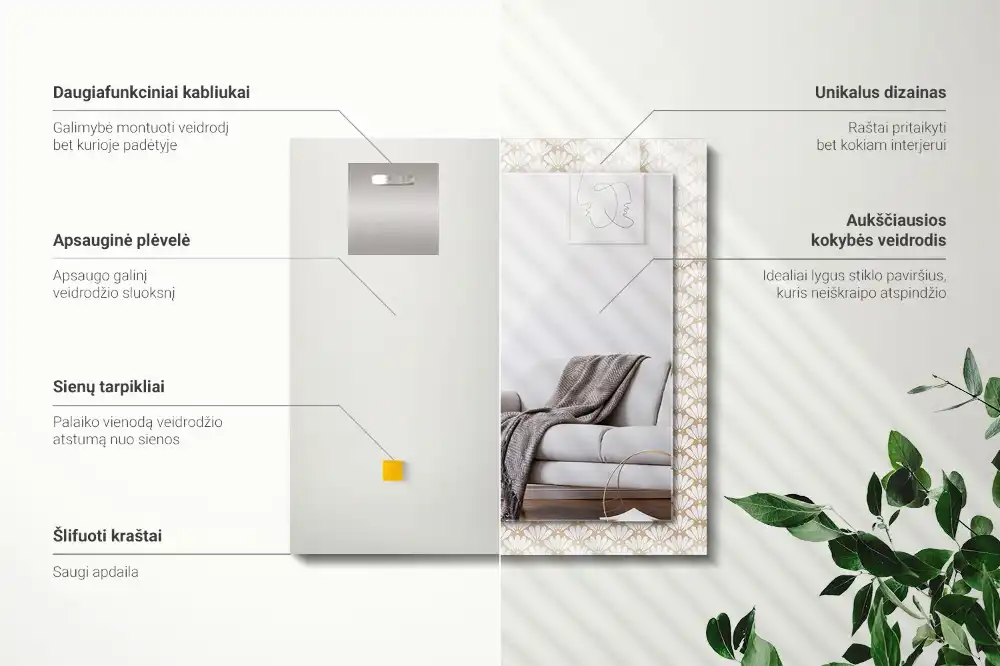 Tiskano pravokotne ogledalo Geometrijski vzorec cvetja