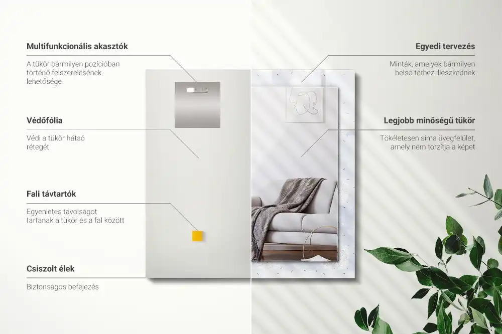 Pravokotne ogledalo s potiskanim okvirjem Cvetovi regrata