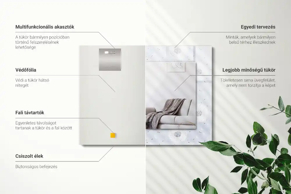 Pravokotne ogledalo s potiskanim okvirjem Cvetovi regrata