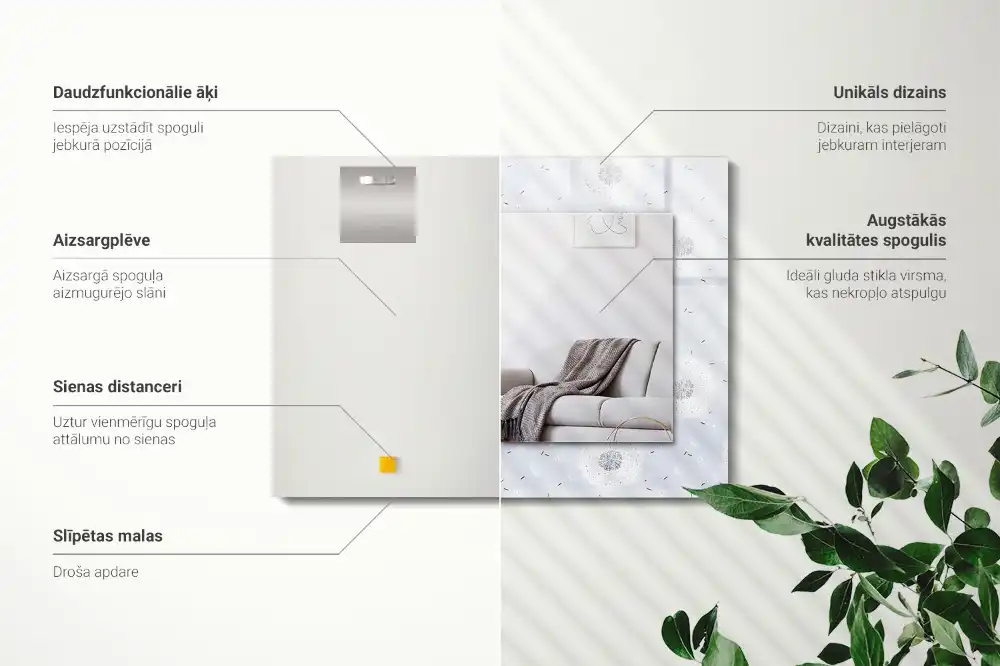 Pravokotne ogledalo s potiskanim okvirjem Cvetovi regrata