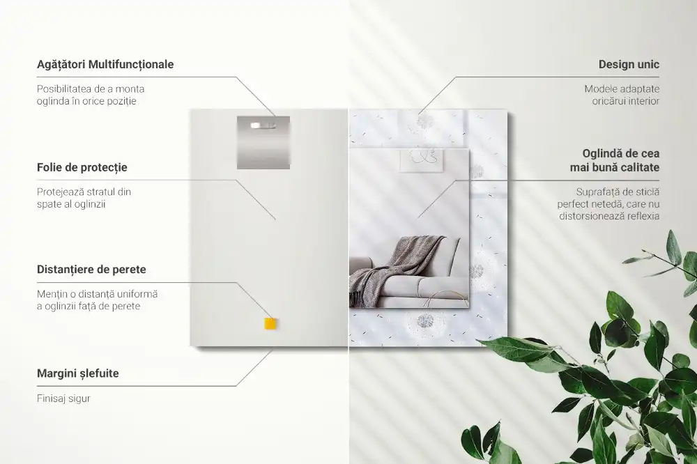 Pravokotne ogledalo s potiskanim okvirjem Cvetovi regrata