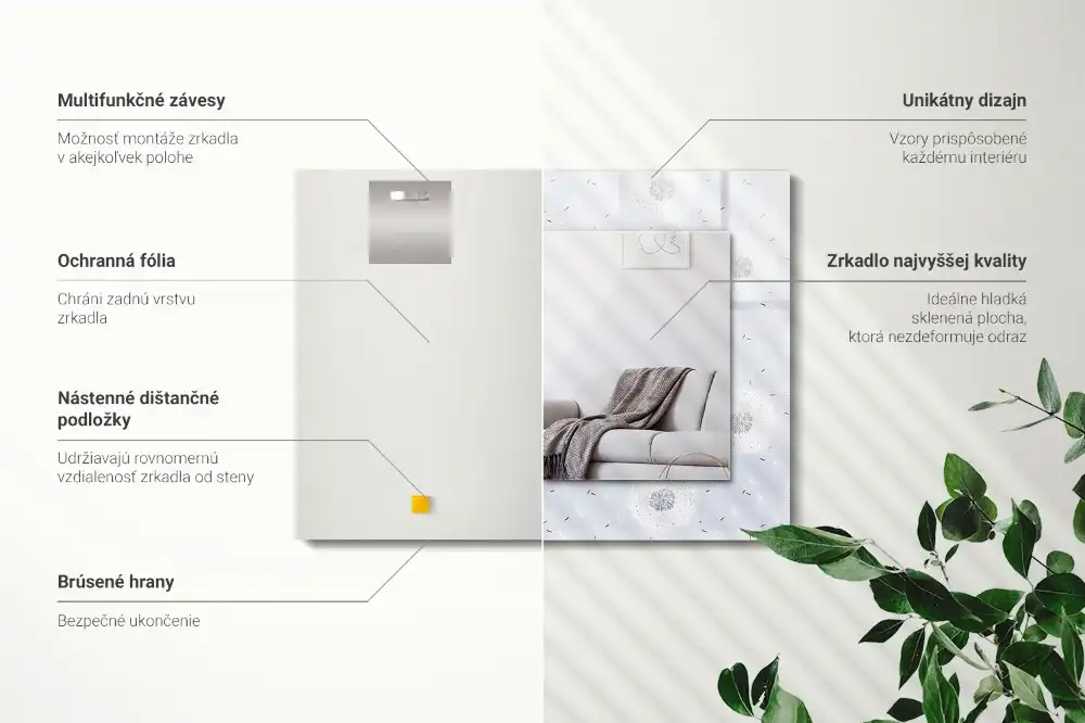 Pravokotne ogledalo s potiskanim okvirjem Cvetovi regrata