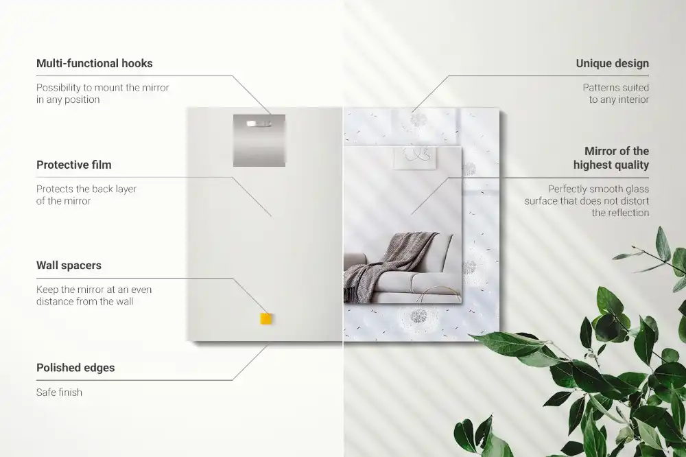 Pravokotne ogledalo s potiskanim okvirjem Cvetovi regrata